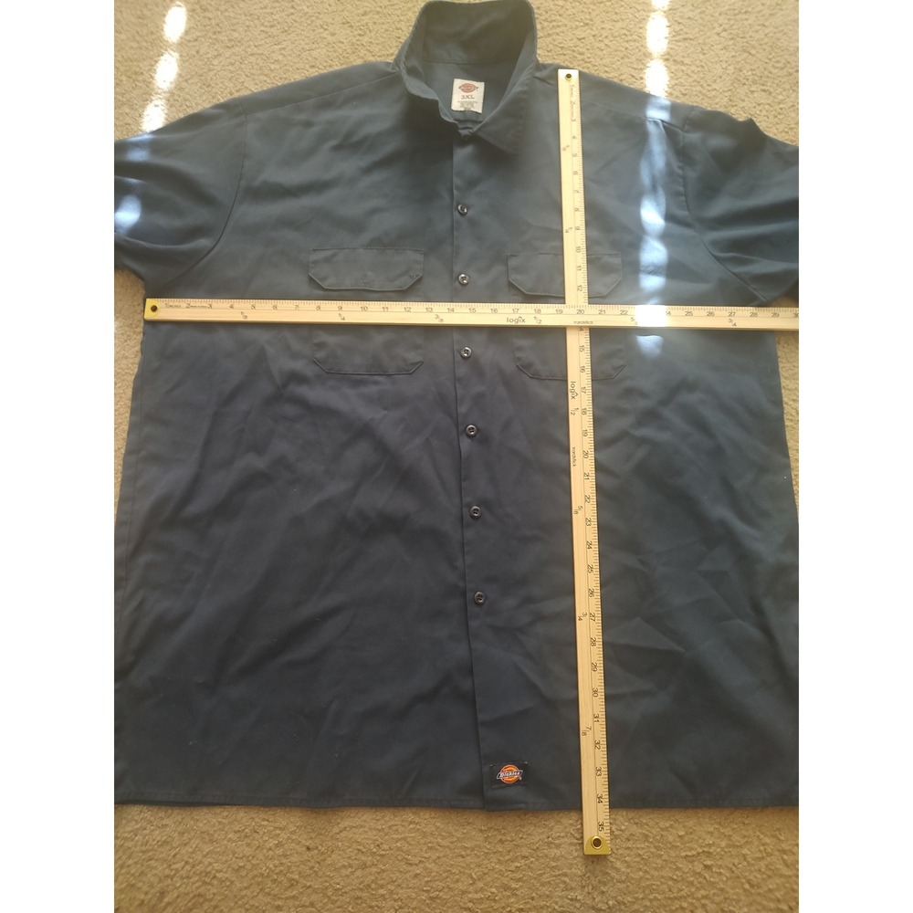 Dickies Short Sleeve Work Shirt Navy Blue 3XL Polyester Cotton Mens